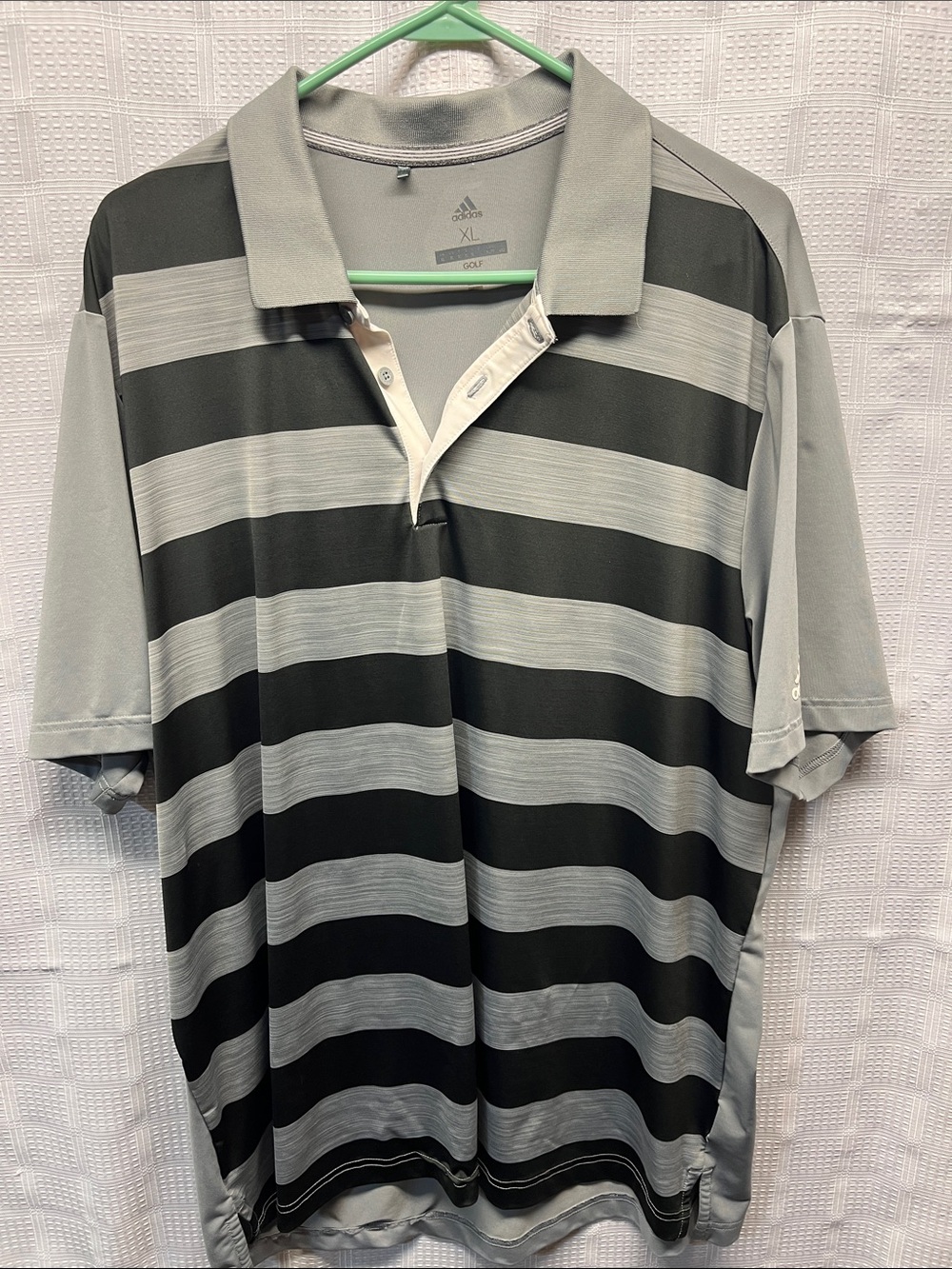 adidas Men’s Black & Light Gray Striped Polo